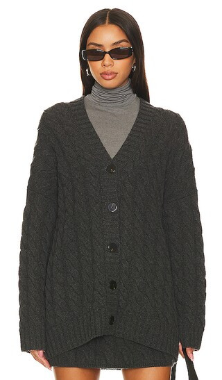 Cable Felted Cardigan in Charcoal | Revolve Clothing (Global)
