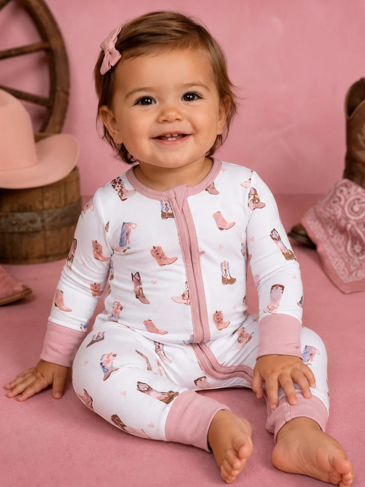 2-Way Zip Romper, Buckarette Boots | SpearmintLOVE