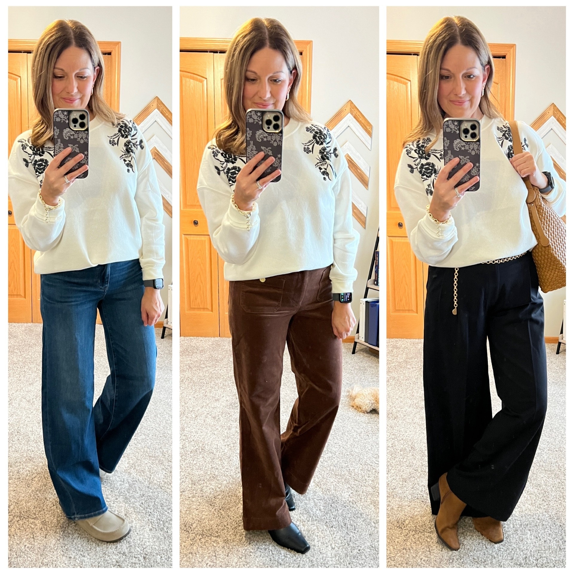 Loved this sweatshirt from the minute I saw it! Anything with embroidery calls my name! 

Fit tip
Sweatshirt - TTS, in size S
Jeans - if in between size down, in size 2 
Cords - TTS, in size 4
The BEST black dress pants - size down one, in size 2
Booties - TTS 
maurices - evereve - j.refectory - old navy 

#LTKOver40 #LTKStyleTip #LTKSaleAlert