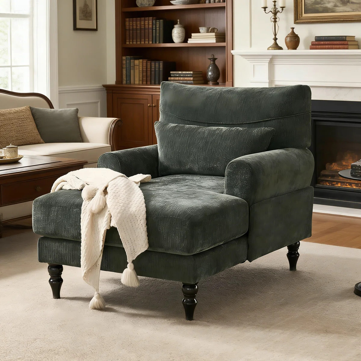 Eyisean 32'' W Modern Chenille Upholstered Chaise Lounge Chair Indoor, Comfy Sleeper Sofa Chair w... | Wayfair North America