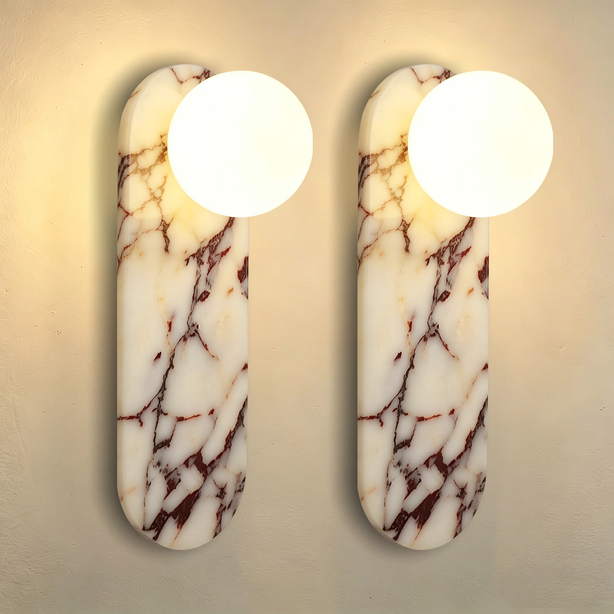13.78" Bulgari Modern Natural Alabaster Wall Sconce with Globe Shade (G9 Bulbs Included) | Wayfair North America