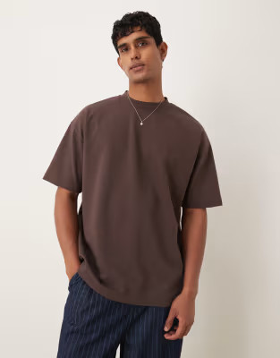ASOS DESIGN breatheMAX™ heavyweight oversized t-shirt in brown cotton blend | ASOS (Global)