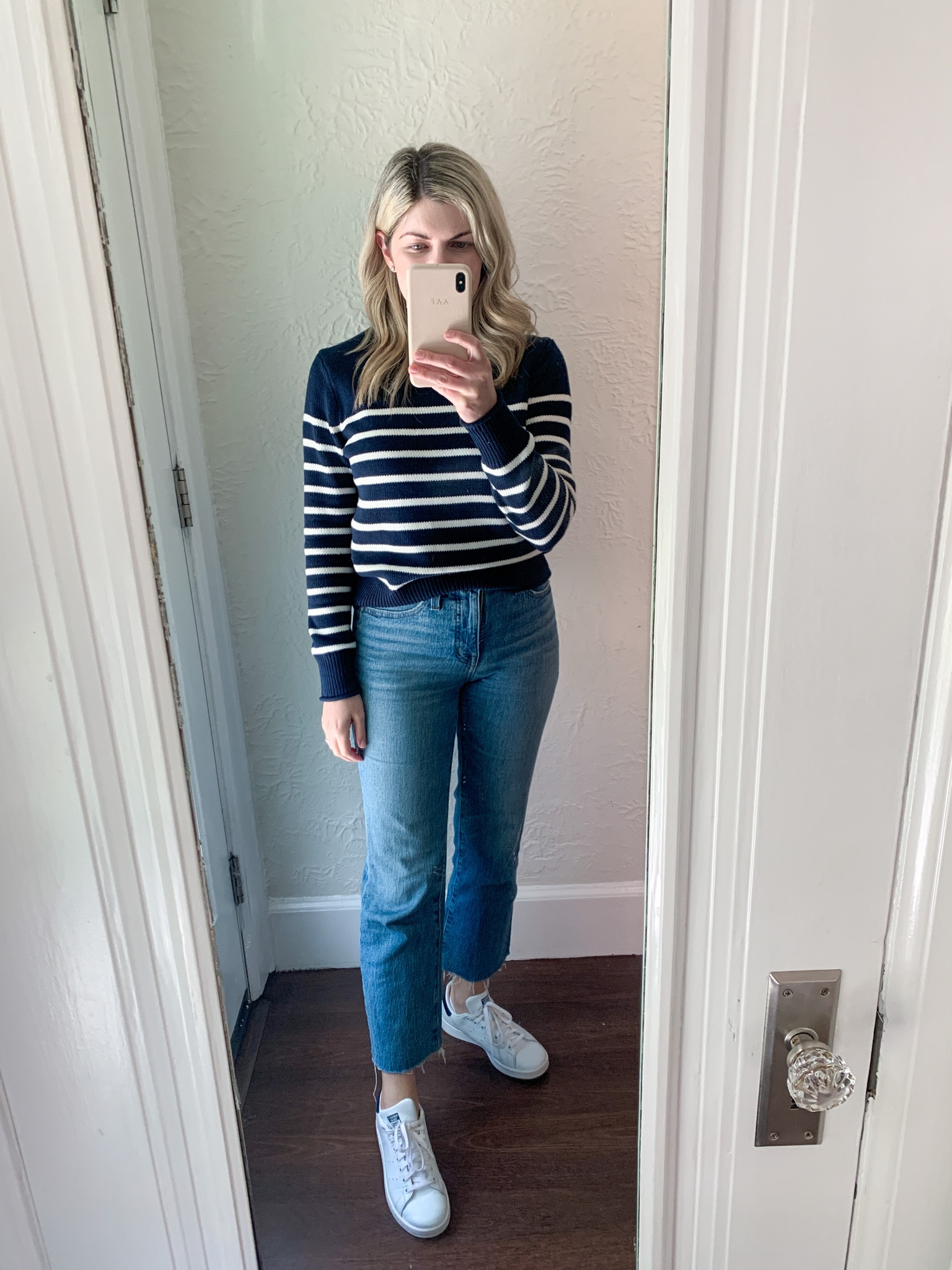 Fall outfit idea, striped sweater, preppy outfit idea 

#LTKshoecrush #LTKunder100