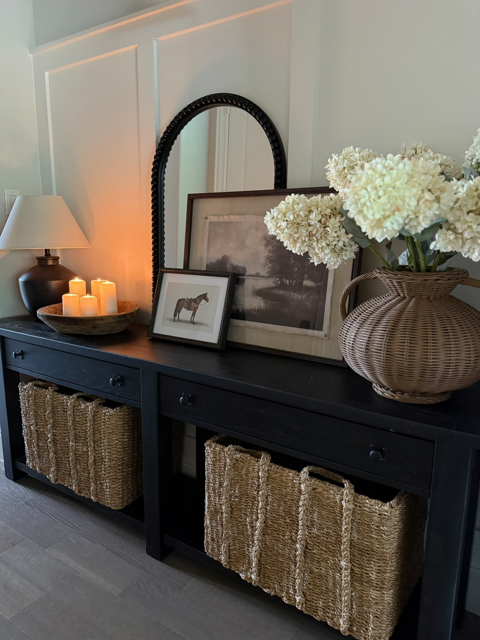 Our entry table is *chef's kiss*, especially with all of our new wall art that just got restocked!  

 #LTKSeasonal #LTKHome