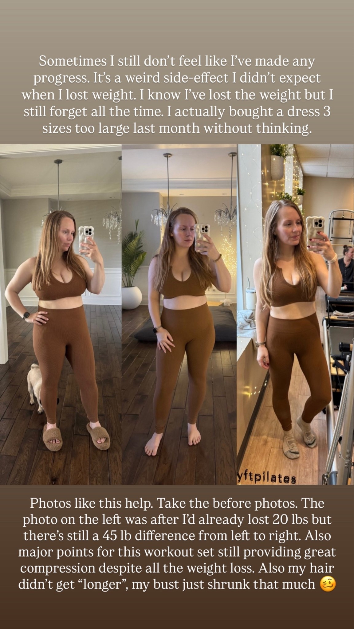 The best compression workout set if you’re in the process of losing baby weight. This one is still holding up strong after 45 lbs lost!

Postpartum weight loss journey, workout set, brown set, under $50 finds, Pilates, boy mom, mom life, health journey

#LTKmomlife #LTKfitnessgoals #LTKselfcare