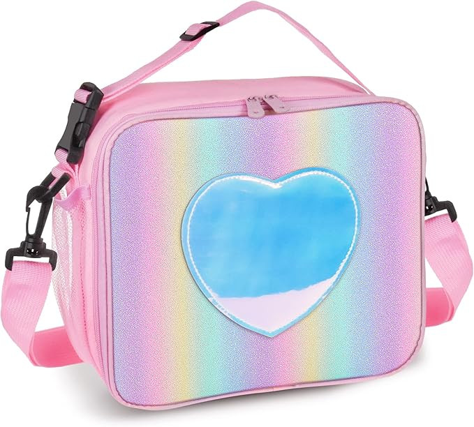 Samhe Lunch Box for Kids Girls, Insulated Rainbow Tote Bag Leakproof Thermal Cooler Reusable Lunc... | Amazon (US)