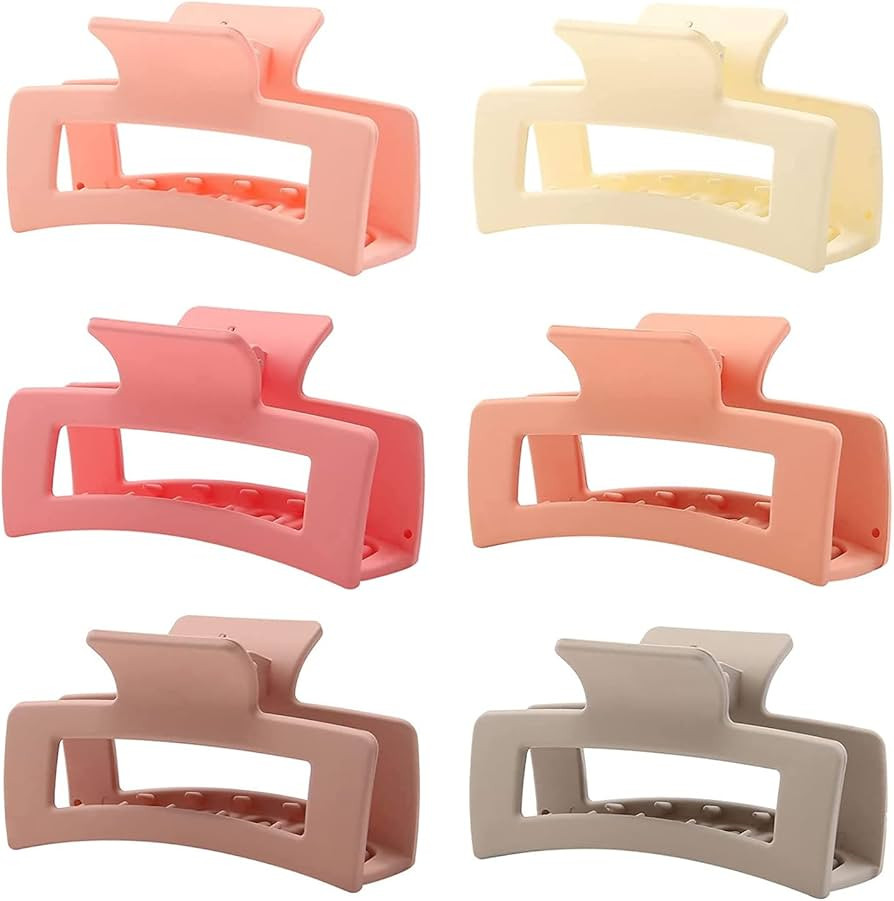 6 Pack Square Claw Clips, Hair Claw Clips for Women Girls, 3.5" Medium Non-slip Hair Clips, Recta... | Amazon (US)