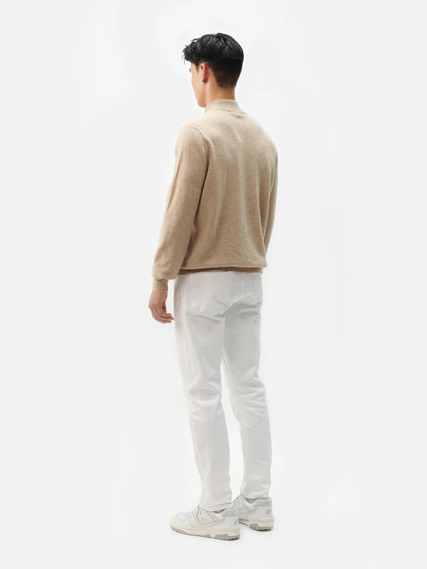 Men's Organic Cashmere Half Zip Sweater Taupe - Gobi Cashmere | Gobi Cashmere