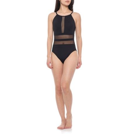 La Blanca Mesh High-Neck One-Piece Swimsuit (For Women) - Save 70% | Sierra