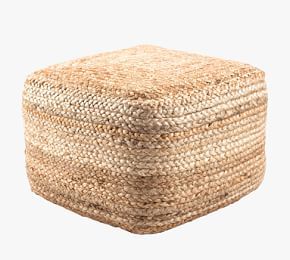 Square Hand Braided Jute Pouf | Pottery Barn (US)