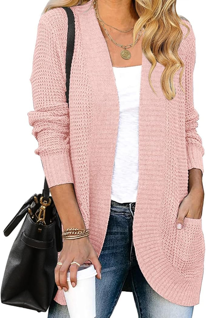 MEROKEETY Womens Long Sleeve Open Front Cardigans Chunky Knit Draped Sweaters Outwear | Amazon (US)
