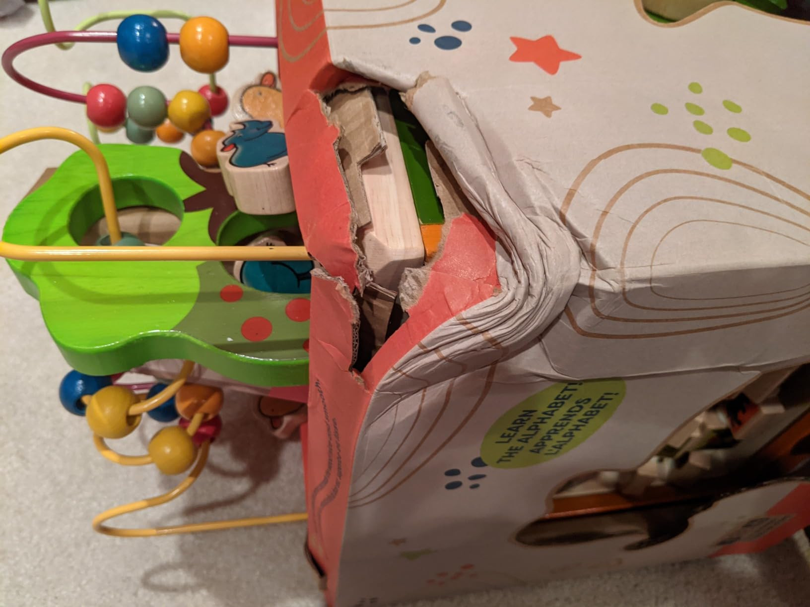 B. – Wooden Activity Cube – Activity Center with Alphabet – Educational Toys – Wooden Toy... | Amazon (US)