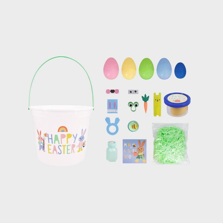 7.87"x12" Round Pre-Filled 'Happy Easter' Decorative Easter Bucket White - Spritz™ | Target