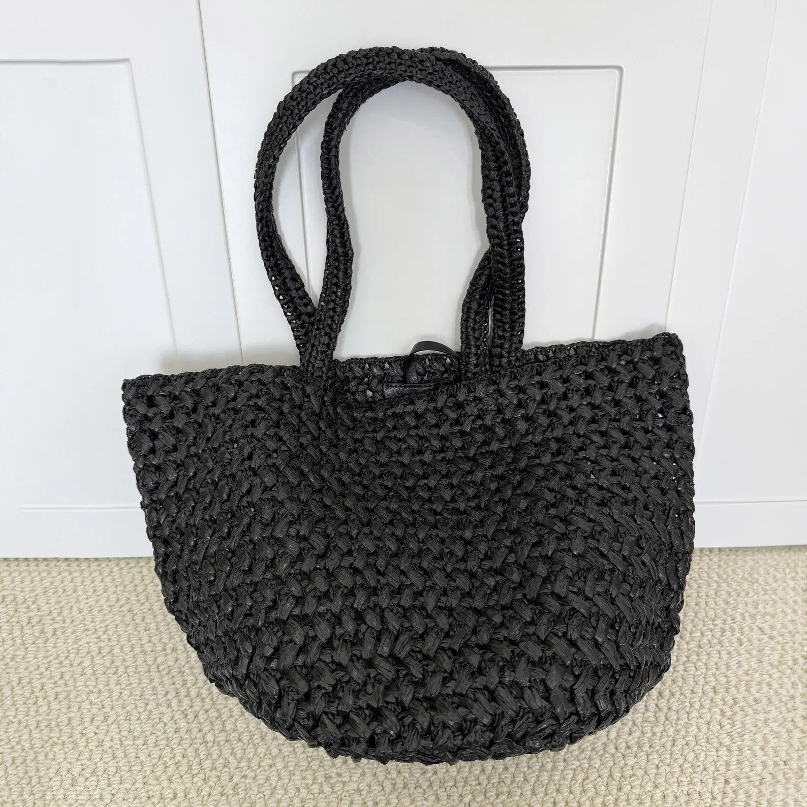 Raffia-effect Tote Bag, Woven Shoulder Bag in Viscose, Women’s Summer Shoulder Bag for Vacation... | Etsy (Global)