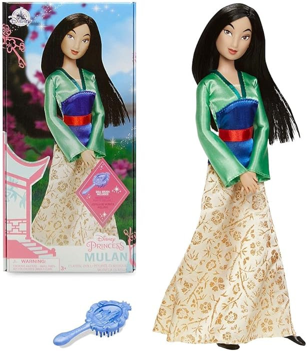 Disney Store Girl's Disney Princess Classic Doll (Mulan), 11 Inches, Includes Brush with Molded D... | Amazon (US)