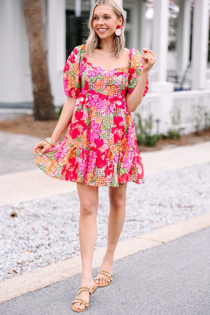 No Questions Asked Pink Floral Babydoll Dress | The Mint Julep Boutique