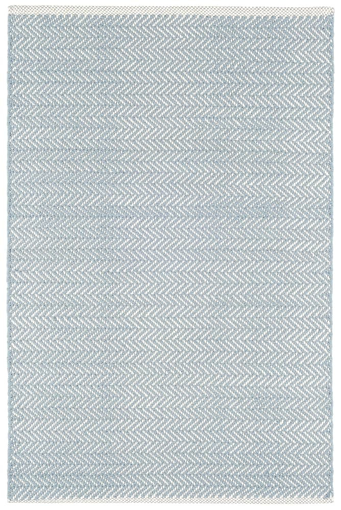 Dash and Albert Herringbone Cotton Area Rug - 5' x 8' Swedish Blue Geometric Handwoven Accent Rug... | Amazon (US)