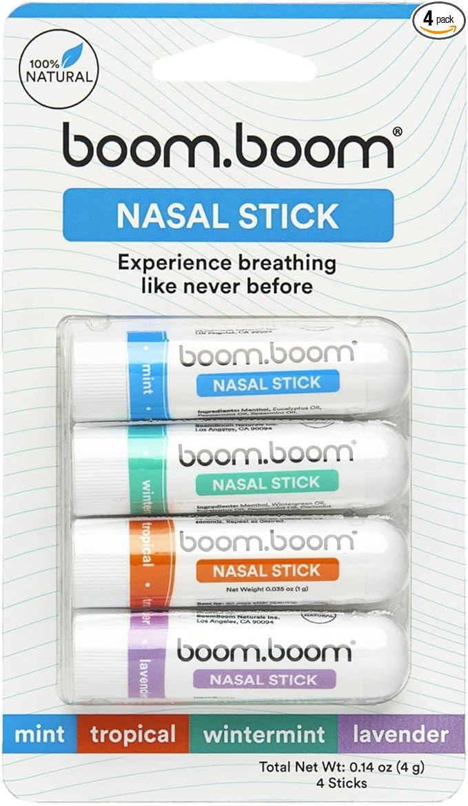 BoomBoom Nasal Stick (4 Pack) | Vapor Flow Technology | Better Breathing + Natural Focus | Cool R... | Amazon (US)