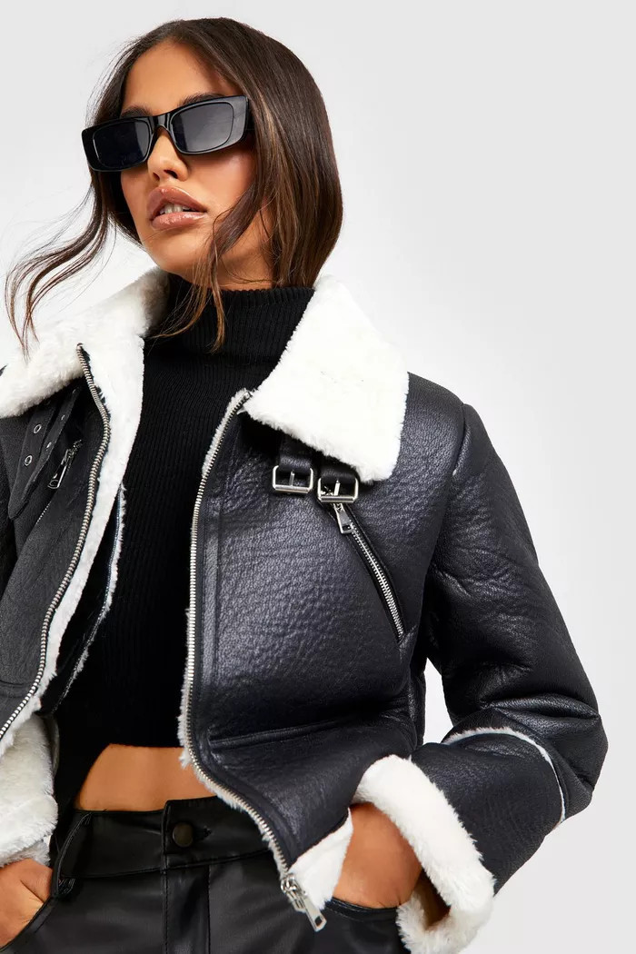 Cropped Aviator Jacket | Boohoo.com (UK & IE)