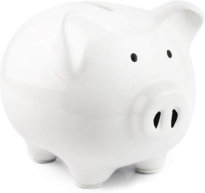 Pink Piggy Bank,Ceramic Money Piggy Bank Kids (White) | Amazon (US)