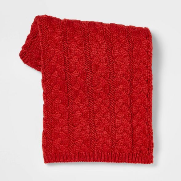 Solid Chunky Cable Knit Throw Blanket - Threshold™ | Target