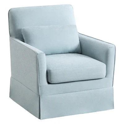 Bedford London Upholstered Skirted Swivel Armchair with Lumbar Pillow | Wayfair North America