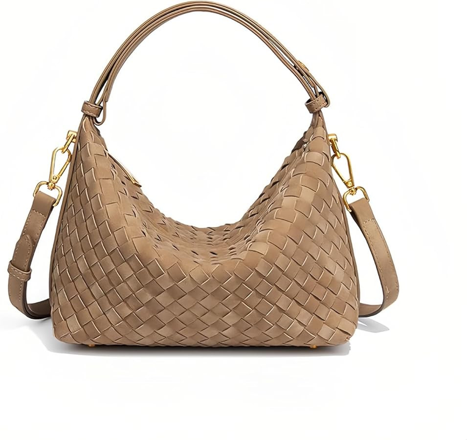 Woven Suede Hobo Purse for Women,Faux Suede Shoulder Bag,Woven Crossbody Bag,Handle Bag with 2 ad... | Amazon (US)