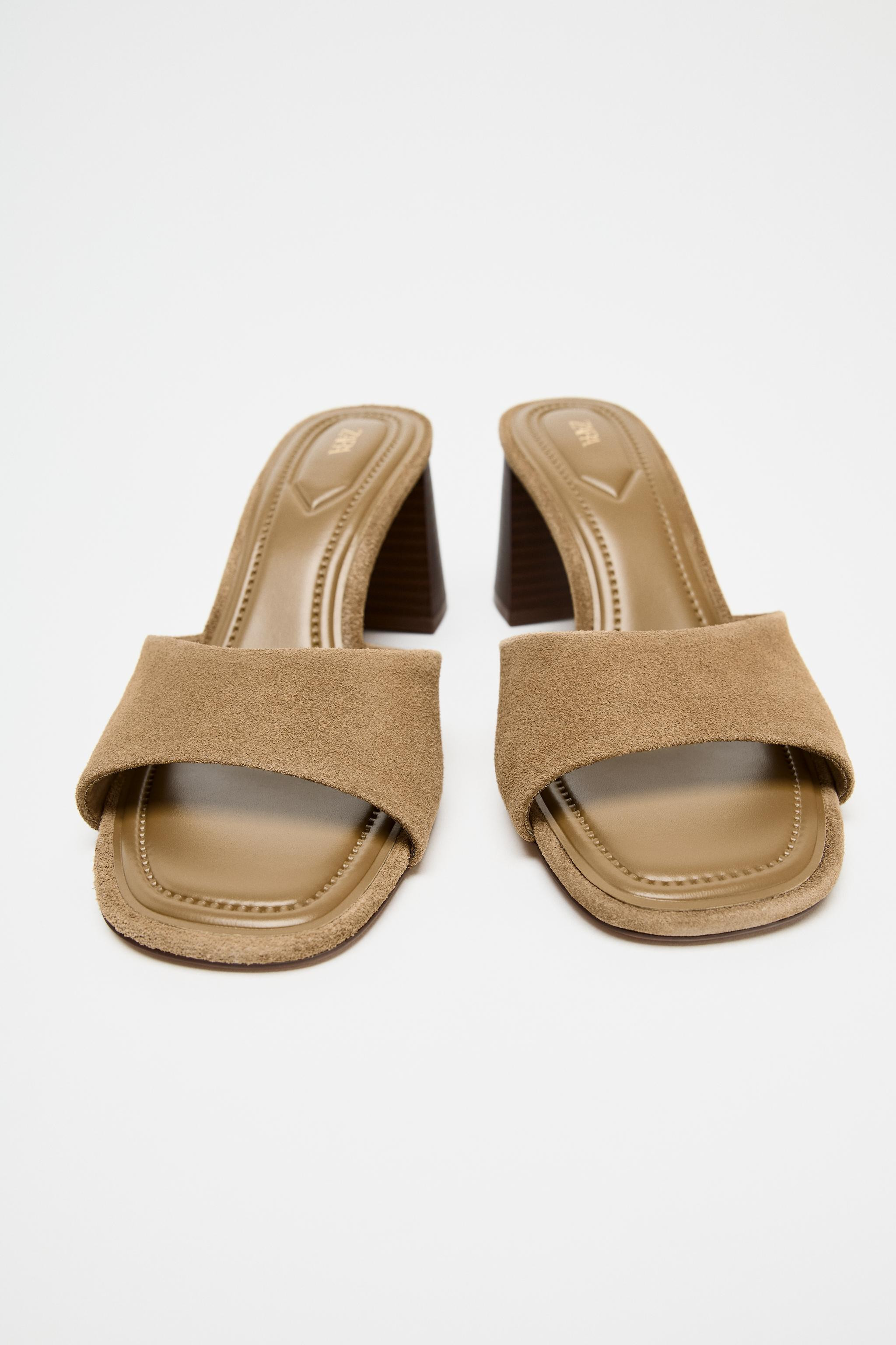 SPLIT SUEDE HEELED SANDALS | Zara UK