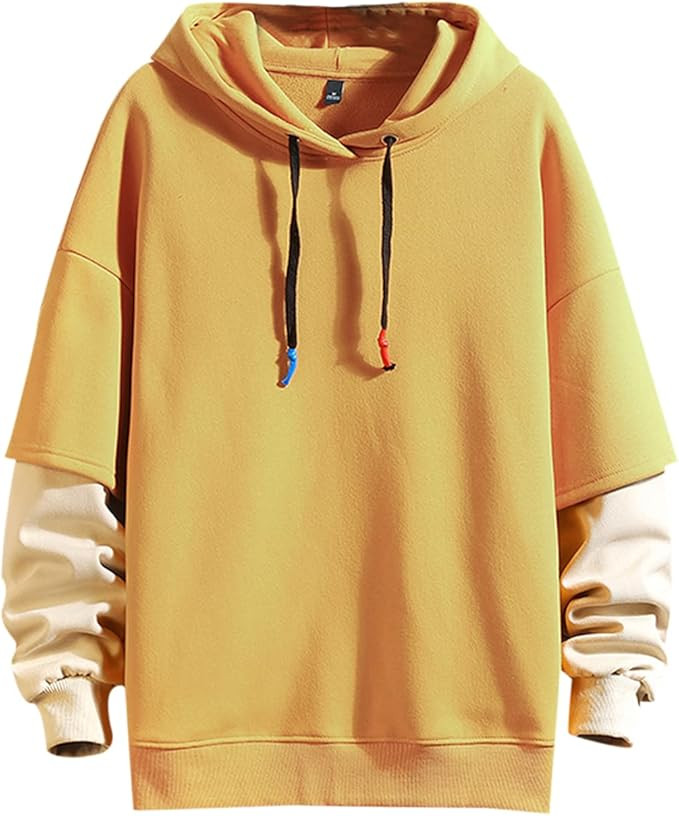 Fashion Hoodies Men's Color Block Pullover O-Neck Hooded Sweatshirt Patchwork | Amazon (US)