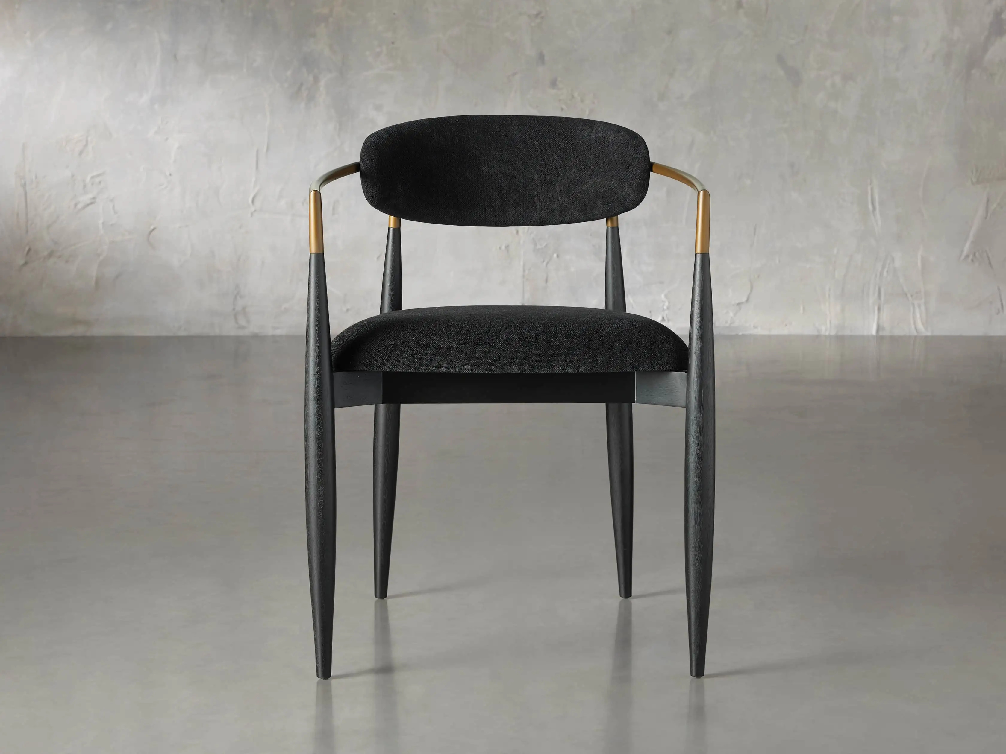 Jagger Dining Arm Chair in Black with Antique Brass | Arhaus