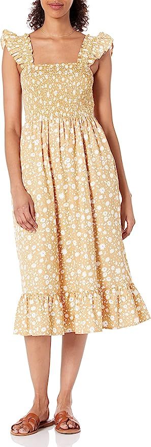 The Drop Women's Kimi Ruffled Shoulder Smocked Midi Dress | Amazon (UK)