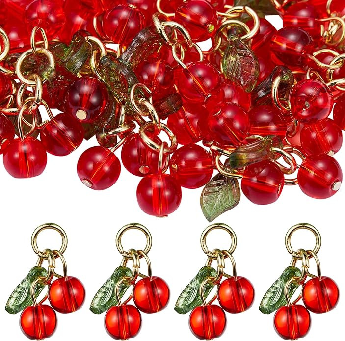 80/40 Pcs Charms for Jewelry Making Cherry Charm Red Fruit Charms for DIY Necklace Bracelet Earri... | Amazon (US)