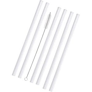 Stephanie Lane - Silicone 10" 7mm Flexible Straws, 6 pk with straw cleaner, CLEAR, Eco-friendly, BPA | Amazon (US)