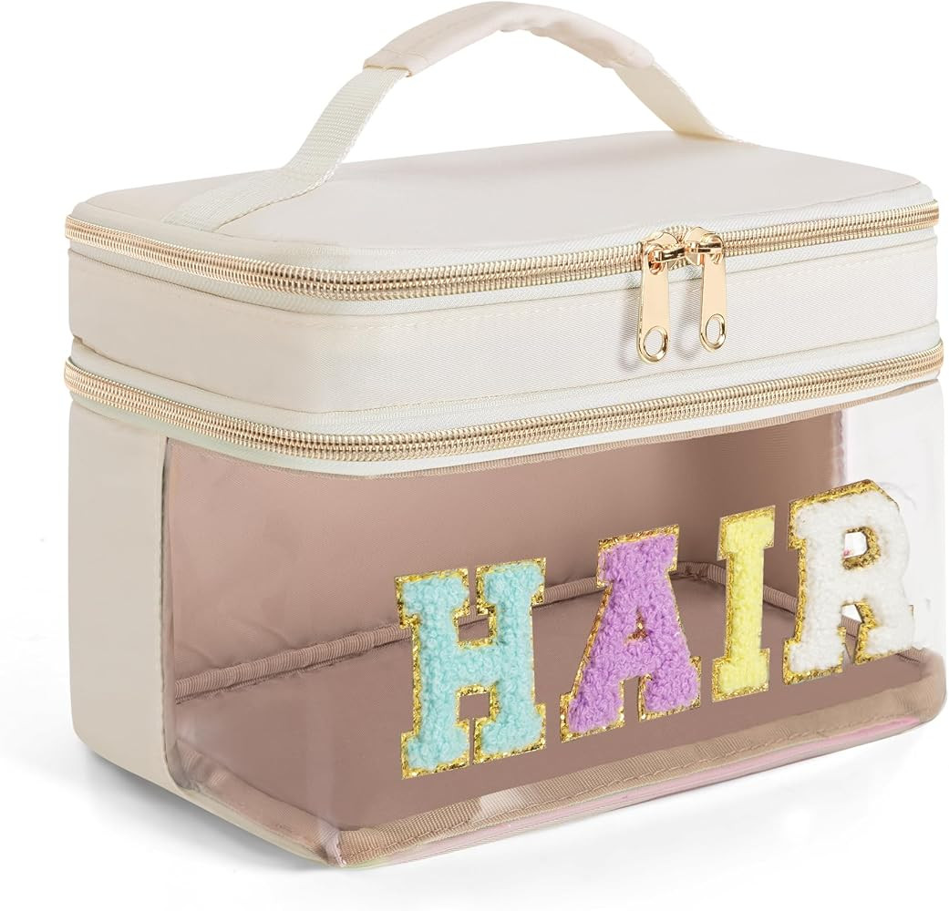 Fasrom Double Layer Hair Accessories Organizer, Preppy Makeup Bag for Girls | Amazon (US)