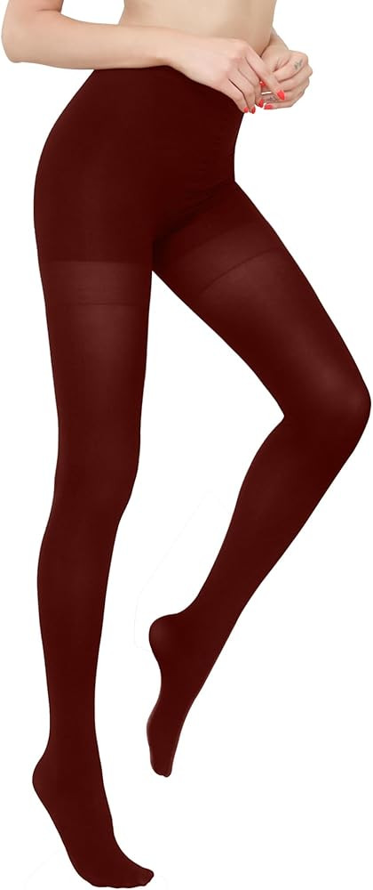 HA WA Black Tights for Women, Opaque Tights with Control Top Pantyhose | Amazon (US)