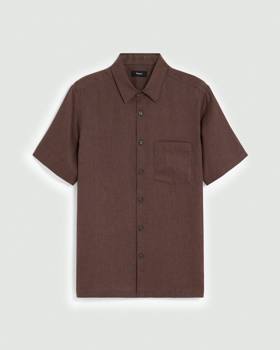 Irving Short-Sleeve Shirt in Relaxed Linen | Theory