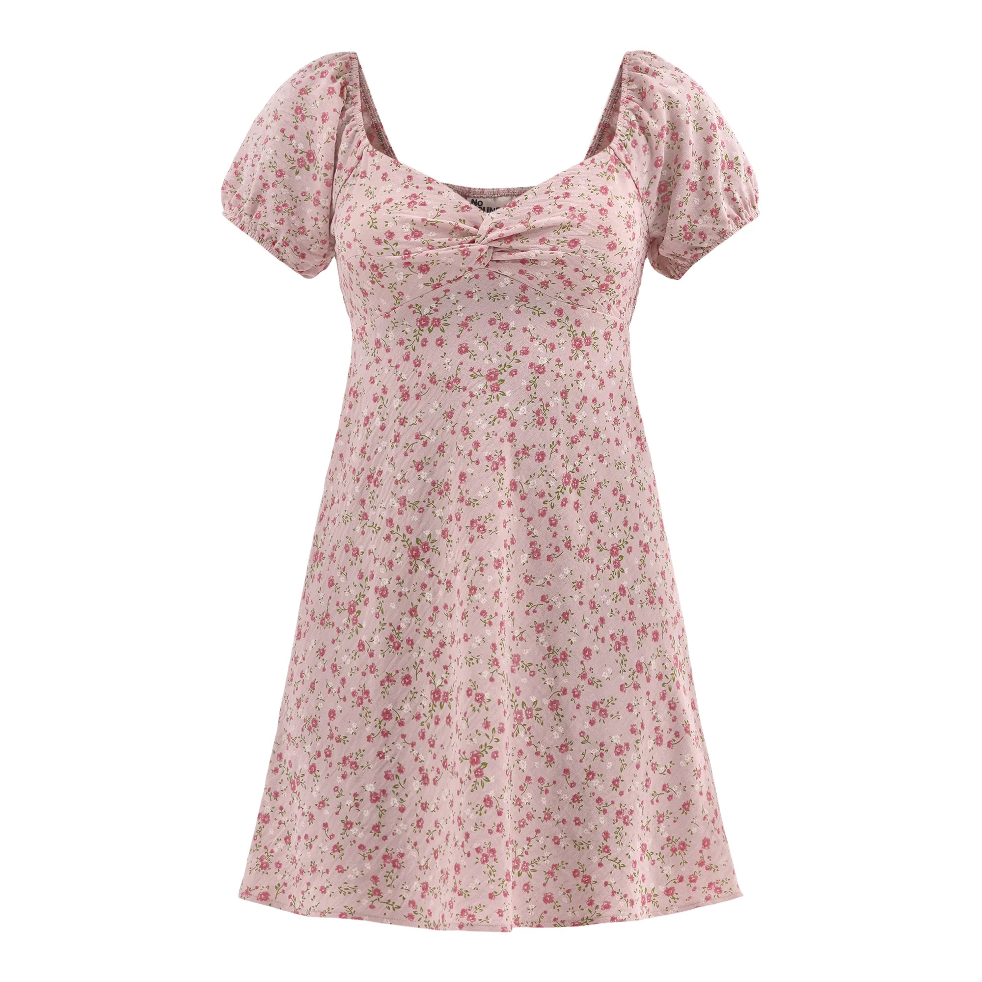 No Boundaries Mini Dress with Puff Sleeves, Women's | Walmart (US)