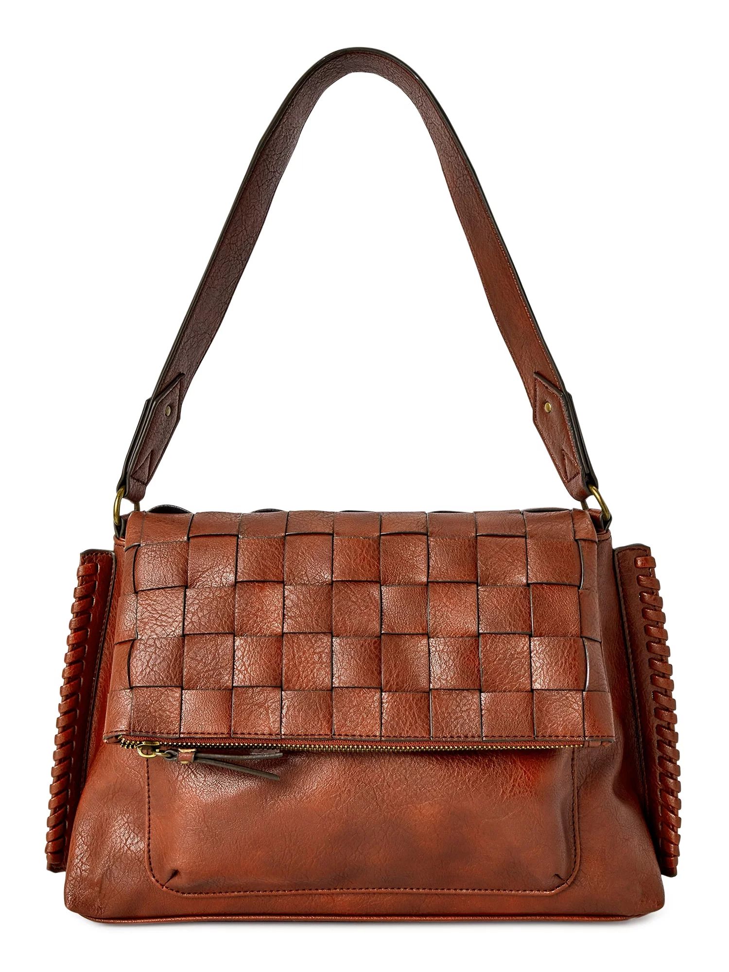 Time and Tru Women’s Heidi Flap Shoulder Bag Brown - Walmart.com | Walmart (US)