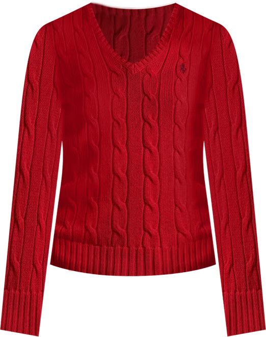 Women's Cable-Knit Cotton V-Neck Sweater | Macy's