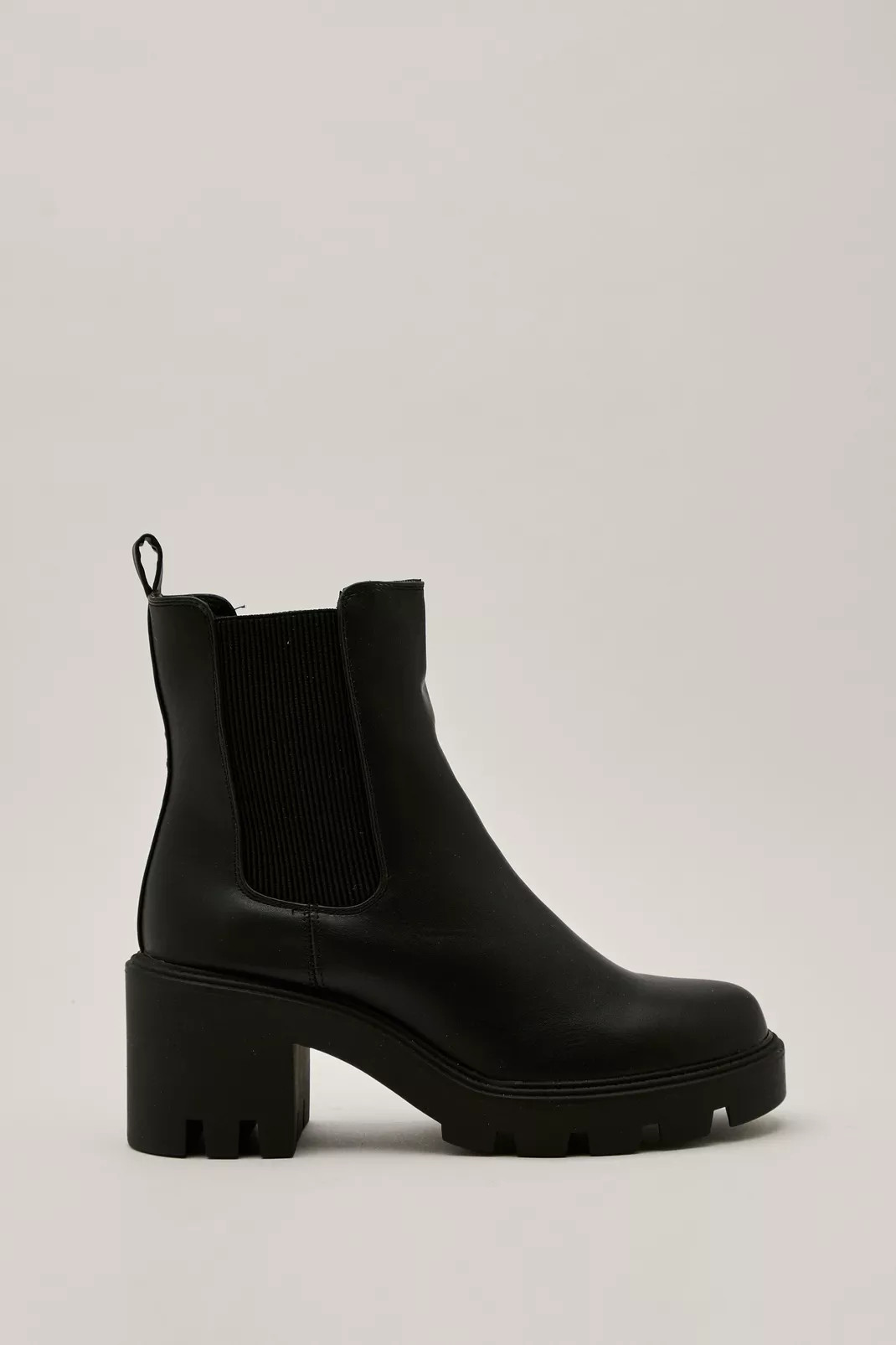 Faux Leather Cleated Heeled Chelsea Boots | Nasty Gal (US)
