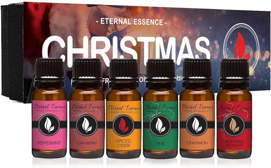 Christmas - Gift Set of 6 Premium Fragrance Oils - Peppermint, Cranberry, Spiced Cider, Pine, Cin... | Amazon (US)