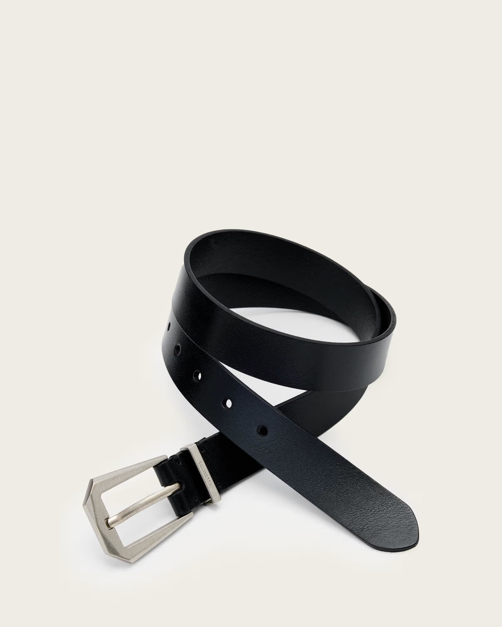 Agatha Leather Western Belt BLACK/DULL NICKEL | ALLSAINTS US | AllSaints US