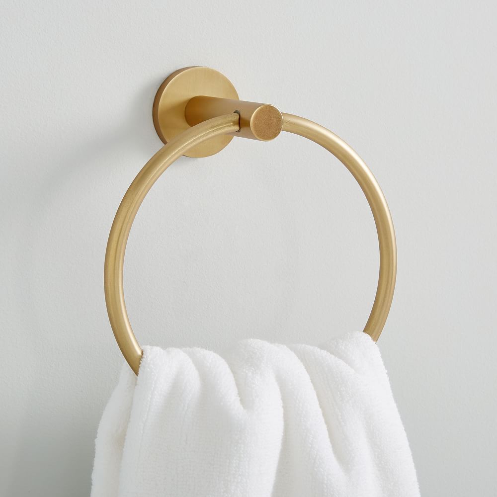 Modern Overhang Towel Ring, Antique Brass | West Elm (US)