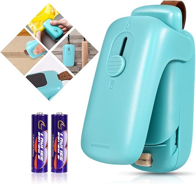 Mini Bag Sealer, ROMSTO Handheld Heat Vacuum Sealer, 2 in 1 Sealer and Cutter with Lanyard, Porta... | Amazon (US)