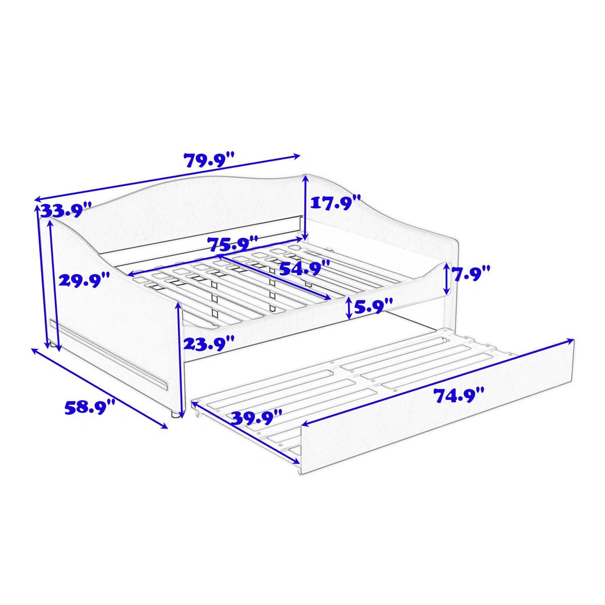 Upholstered Daybed with Trundle and LED Lights | Wayfair North America