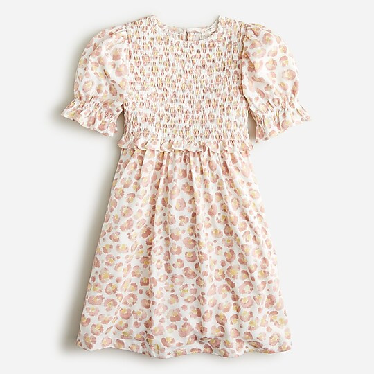 Girls' printed broken-in jersey smocked dress | J. Crew US