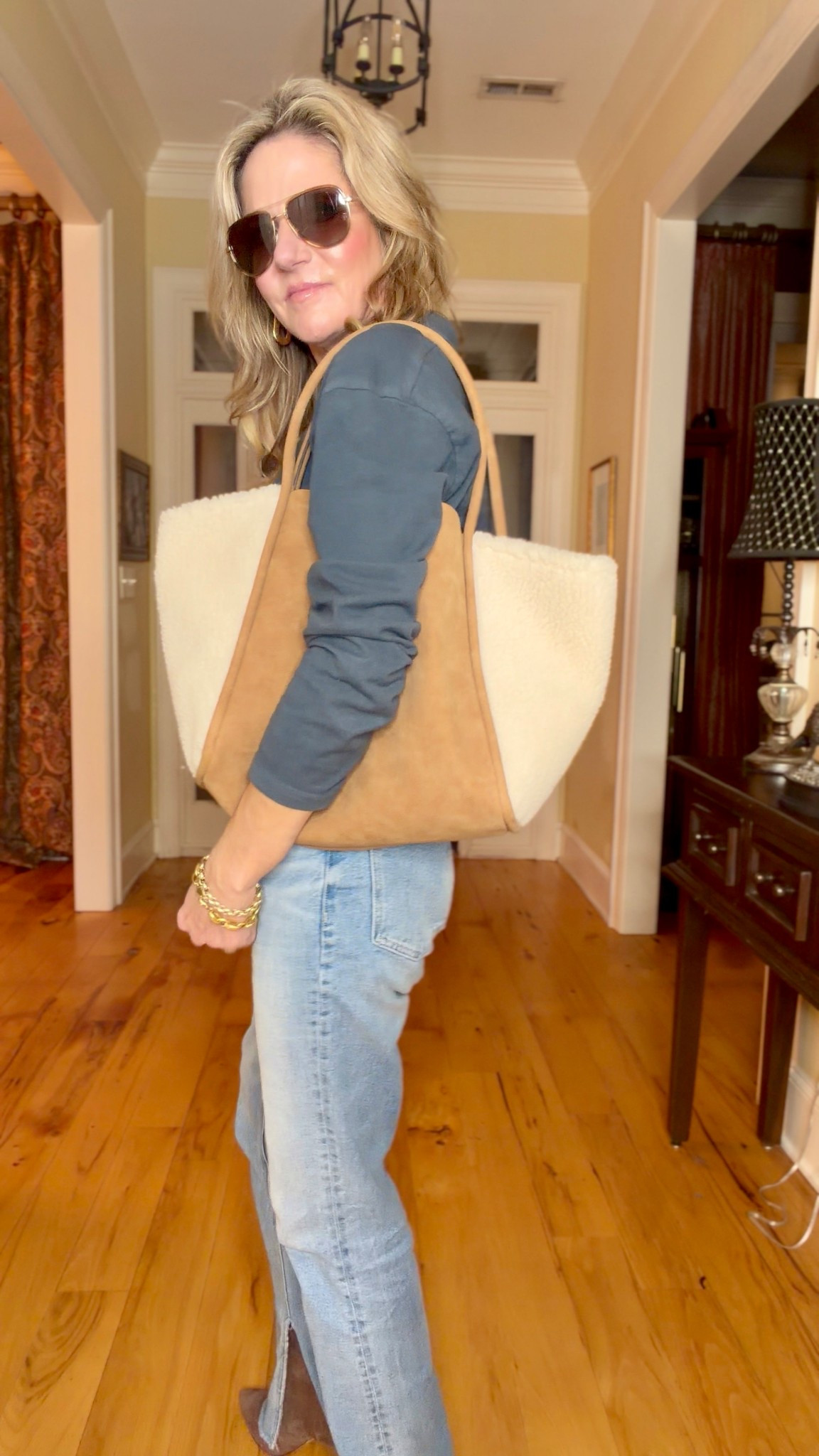 Fabulousl faux suede & shearling tote under $150.  Would make a great gift !

#LTKStyleTip #LTKOver40 #LTKSeasonal