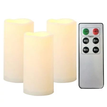 Set of 3 Candle Choice Outdoor Indoor Pillar Flameless LED Battery Operated Candles with Remote and  | Walmart (US)