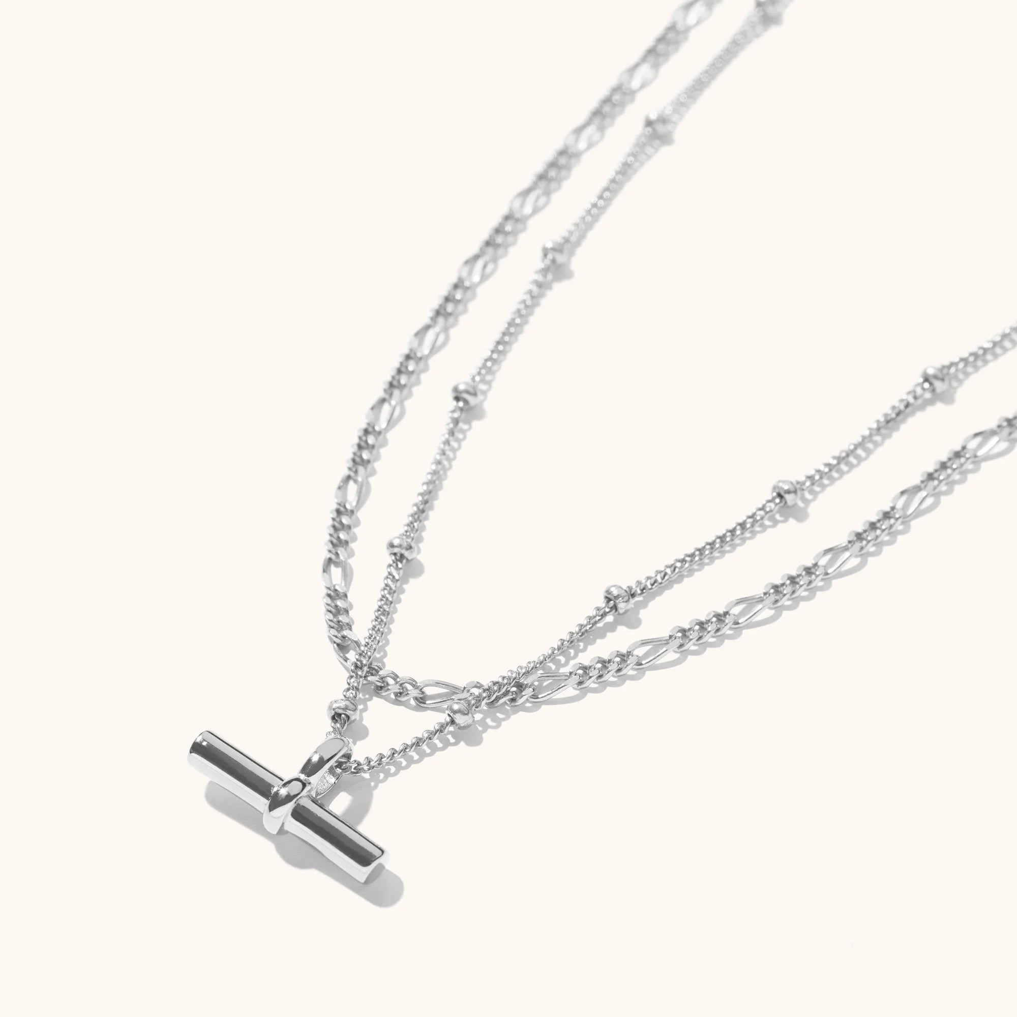 T Bar Necklace Layering Set in Sterling Silver | Muru Jewellery.