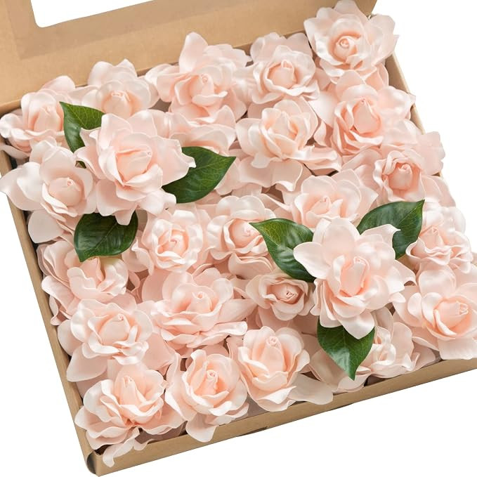 Ling's Moment Flowers 25pcs Fake Gardenia Pink Flowers Artificial Flowers with Stem, Fake Flower ... | Amazon (US)